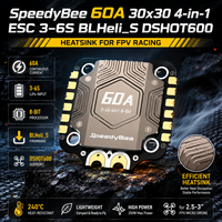 SpeedyBee 60A 30x30 ESC 4 en 1 3-6S con Sintonización Inalámbrica del Motor BLHeli_S DSHOT600 y Disipador de Calor para Carreras FPV