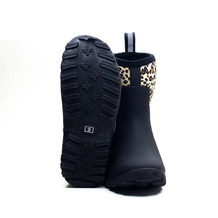100 % natural rubber insulated wellinton boot women rainboots waterproof mid-calf neoprene boots