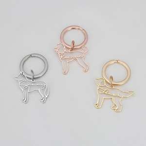 Porte-clés personnalisé avec pendentif découpe de race de <span class=keywords><strong>chien</strong></span>, en acier inoxydable plaqué or 18 carats, cadeau de bijoux de mode <span class=keywords><strong>pour</strong></span> les amoureux des chiens - Product Image 1