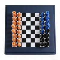 Échiquier de luxe en bois personnalisé en PU de qualité supérieure avec pièces en marbre pour jeu d'échecs extérieur
