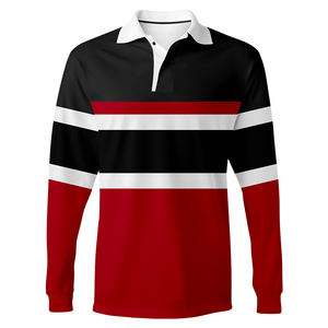 Polo de Rugby de manga larga personalizado de alta calidad, camiseta de Rugby de sublimación con patrón de rayas universitarias escolares - Product Image 3
