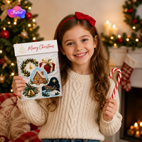 Pack d'autocollants adhésifs en vinyle laminé durable pour Noël, autocollants de fête imperméables, formes personnalisées, emballage pré-production