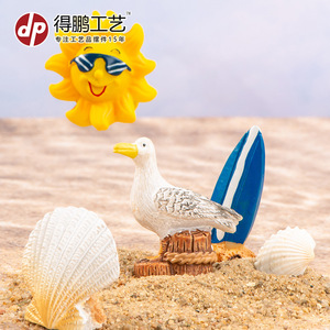 Adornos de Resina en Miniatura de la Serie Costera: Gaviota, Delfín, Cubo y Chanclas para Decoración de Mesa y Jardín - Product Image 3