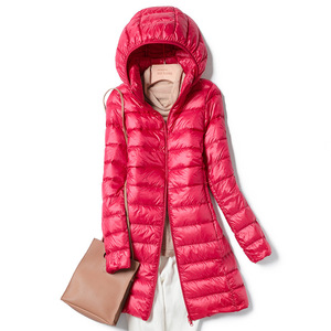 Casual Slim Remove Hood Vestes d'hiver pour femmes Long Down <span class=keywords><strong>Ultra</strong></span> Light Thin Warm Solid Color Down - Product Image 3