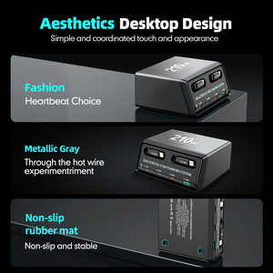 สถานีชาร์จอเนกประสงค์แบบตั้งโต๊ะ 210W รุ่นใหม่ล่าสุด พร้อมสายชาร์จ Type C แบบยืดหดได้ในตัว ชาร์จเร็ว เหมาะสำหรับสำนักงาน บ้าน และการเดินทาง - Product Image 5