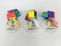 Médailles en métal personnalisées gravées au laser, médailles octogonales en cristal de sport