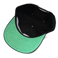Topi Baseball Snapback 5 Panel Berkualitas Tinggi Warna Hitam Hijau Dua Nada, Pinggiran Melengkung, Label Sap, Bahan Suede