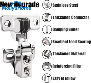Charnières <span class=keywords><strong>de</strong></span> meuble professionnelles à fermeture amortie, semi-surplombantes, en acier inoxydable SUS304, coupelle <span class=keywords><strong>de</strong></span> 35 mm, pour armoires <span class=keywords><strong>de</strong></span> cuisine et quincaillerie <span class=keywords><strong>de</strong></span> meubles - Product Image 3