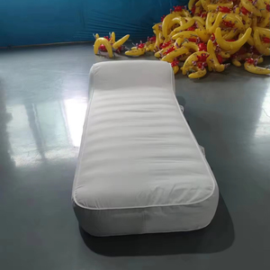 Lujoso sillón inflable junto a la piscina con rayas de marfil/Lino, colchones de aire, tumbona, tumbona inflable - Product Image 2