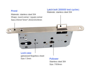 Khóa cửa âm chống trộm A72ZS bền chắc, mở khóa bằng chìa khóa, dành cho cửa gỗ & thép, dùng cho khách sạn - Khóa trụ thông minh - Product Image 2