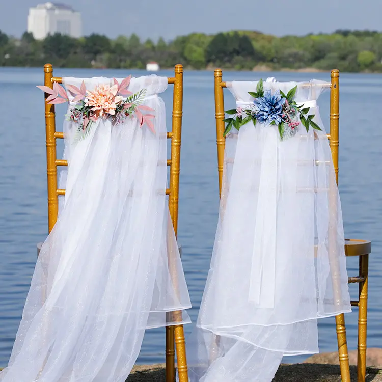 Wholesale Romantic Wedding Chiffon Organza Long Tulle Chair Sashes for Chiavari Chair