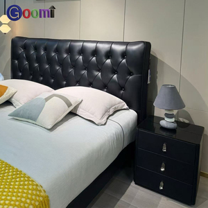 Goomi Home Großes Schwarzbären-Bett aus Echtleder, Modernes Luxuriöses Massivholzbett, Weiches Polsterbett für Hauptschlafzimmer - Product Image 2