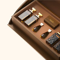 Boîte d'emballage de parfum en bois de luxe à couvercle rabattable, étui de présentation en bois personnalisé avec logo pour plusieurs flacons de parfum, vente en gros