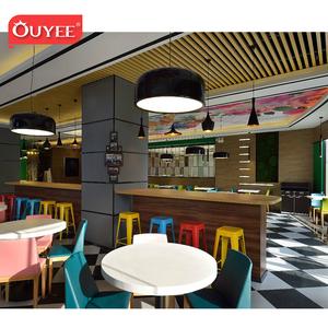Guangzhou prezzo di fabbrica tavolino moderno ristorante in legno mobili Fast Food sedia da caffè tavolini Design 3D - Product Image 4