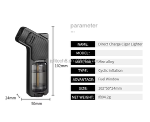 Briquet torche à flamme jet JOFI, rechargeable au gaz butane, pour cigares, en métal – Vente en gros fabricant - Product Image 6