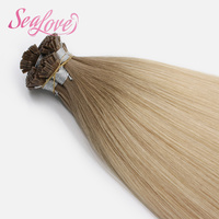 Extensions de cheveux européens Remy à pointe K, doux, 100% vierges bruts, double épaisseur, pré-collées à la kératine, à pointe plate