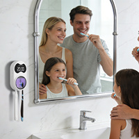 Support mural pour brosses à dents avec affichage numérique, ventilateur UV désinfectant, séchage, rechargeable, personnalisable, marque privée, support de rangement