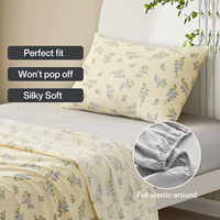 Ensemble de draps de lit double de luxe 3 pièces imprimé motif végétal tissé tailles King et Queen faible MOQ pour usage domestique