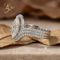 Bague de fiançailles en diamant cultivé en laboratoire certifié IGI VVS, personnalisée, en argent 925 plaqué or, avec halo marquise, bijoux fins pour femmes