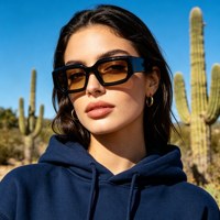 Lunettes de soleil rectangulaires polarisées de luxe rétro pour femmes et hommes, monture fine, logo personnalisé de haute qualité, en acétate