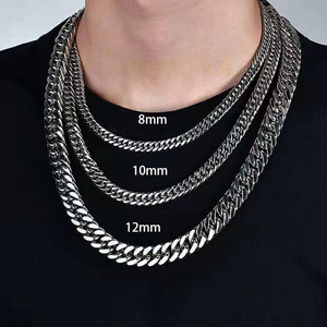Fashion Jewelry <strong>Men's</strong> Stainless Steel Necklace Handmade Four-sided Grinding <strong>Chain</strong> <strong>Men's</strong> <strong>Accessories</strong> - Product Image 3