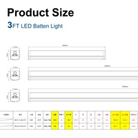 Barre lumineuse à intensité variable 3CCT 1,2 m 40 W PC IP20 luminaire de bureau salle de bain usine entrepôt Tri-proof purification bande lumineuse LED