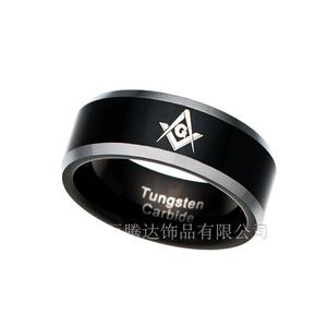 质量保证碳化钨金戒指符号-金钨带共济会戒指 - Product Image 6