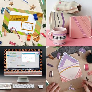 Nastro adesivo decorativo in stile Old school con stampa a colori misti Washi con dimensioni personalizzate per arti e mestieri fai da te - Product Image 6
