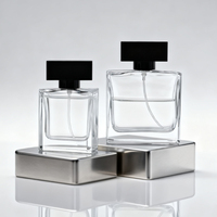 Flacon de parfum en verre carré avec pulvérisateur à col serti, 100 ml, 50 ml, fabrication sur mesure, prix d'usine