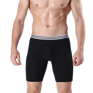 Calzoncillos bóxer de pierna larga para hombre, ropa interior elástica suave personalizada de fabricante, sublimación, Color sólido a la moda - Product Image 2