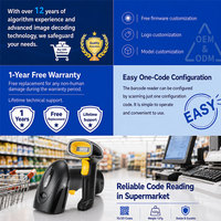 Lecteur de codes-barres sans fil 1D 2D YUANAIDC, lecteur de codes QR portable, pistolet de numérisation filaire USB 2.4G pour supermarché, entrepôt, inventaire