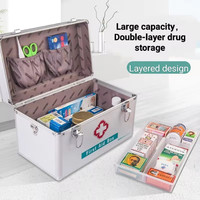 Glosen B016-5 Boîte de rangement médicale carrée en alliage d'aluminium brillant écologique avec serrure/poignée/sangle d'épaule double couche