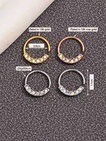 Anneau de nez en acier inoxydable plaqué or 18 carats de haute qualité avec diamant taille brillant rond et finition rhodiée pour piercing de septum