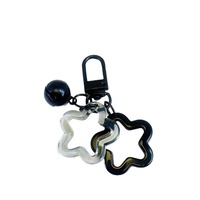 Gantungan Kunci bunga Pentagram berongga akrilik AB warna-warni gantungan kunci liontin lucu bel ransel penutup Headphone karet serbaguna