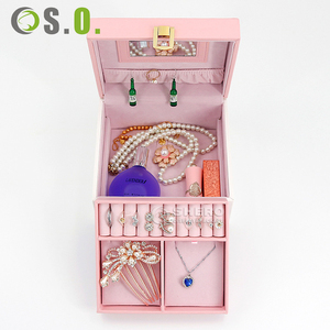 Organisateur de bijoux en similicuir de qualité supérieure avec miroir et serrure, logo personnalisé disponible, approvisionnement direct d'usine pour les boutiques de détail - Product Image 4
