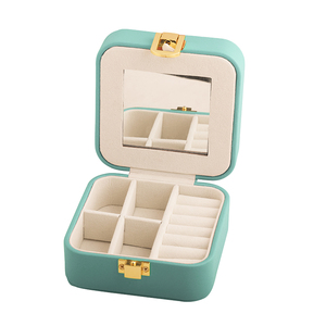 Custom Personalized Square Leather Zipper Mirror <b>Ring</b> Jewelry Storage <b>Box</b> Travel Earring Necklace Bracelet Jewelry <b>Box</b> - Product Image 5