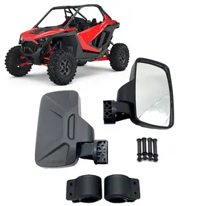 REALZION suku cadang sepeda motor bingkai kaca spion hitam kaca spion samping 8.2 inci ATV untuk Universal