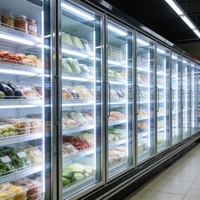 Chambre froide pour lait et boissons avec porte vitrée pour la présentation de produits laitiers et de boissons gazeuses en vente au détail