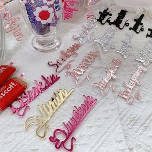 Nouvelle carte d'anniversaire personnalisée en acrylique, décorations dorées et argentées, drapeau de pâtisserie, fournitures de fête, carte en anglais - Product Image 3