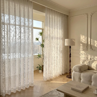Cortinas Translúcidas Blancas con Diseño Floral Jacquard Francés ZSTARR, Cortinas con Pliegues para Ventana, Filtrado de Luz y Privacidad para la Sala de Estar