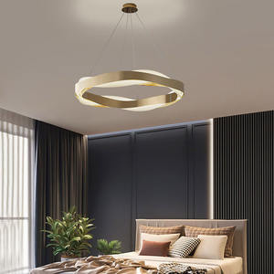 New Living Room Stainless Steel Creative Acrylic Circular Gold <b>Ring</b> Pendant <b>Light</b> with Acrylic and Gold - Product Image 3