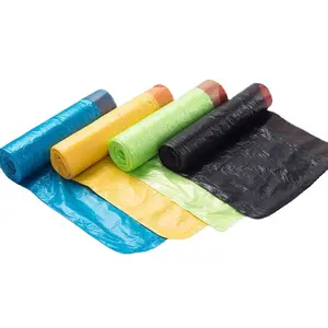 Hot selling Roll rubbsih black Bin Liner drawstring plastic garbage Bags wholesale Work Home Packing Products from China