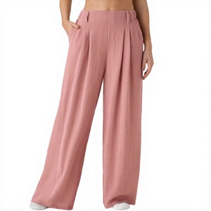 Pantalones de Verano para Mujer, Nuevos, de Color Sólido, Cintura Alta, Casuales, con Bolsillos Laterales, Cintura Elástica, Holgados - Product Image 2