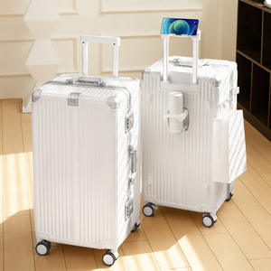 Valise de voyage Yongsheng 30 pouces avec cadre en aluminium, valise à roulettes 24 pouces avec serrure à combinaison, couleur blanc nuage - Product Image 4