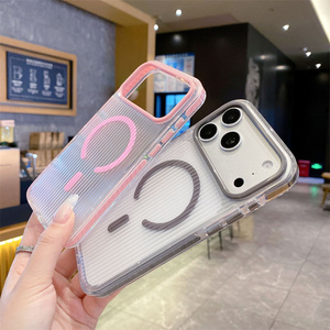 Coque de téléphone magnétique transparente antichoc à rayures ondulées pour iPhone 17 16 15 Pro Max - Product Image 4