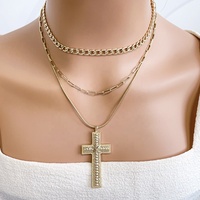 2026 tendance nouveau Desgin bijoux en gros personnalisé grande croix collier mode multicouche 18k plaqué or pendentif collier pour les femmes