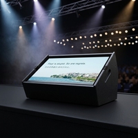 Moniteur de scène avec téléprompteur intégré, écran HD 27/32 pouces haute luminosité pour concerts, streaming en direct et dialogues