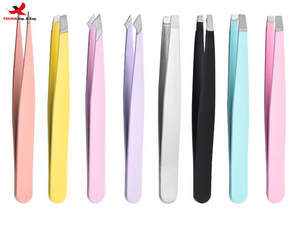 Pinzas Inclinadas Innovadoras de Acero Inoxidable Curvado para Pestañas y Cejas con Agarre, GZ RTS, Pedido Mixto a Granel - Product Image 1