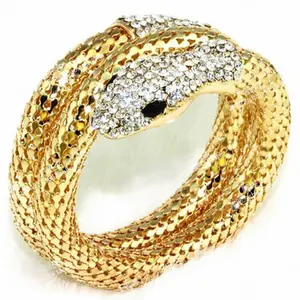 European And American 18k Gold Plating Punk Exaggerated Fashion Multi-layer Full Diamond Snake Bracelet Bangles