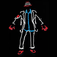 Costume de danse adulte Michael Jackson EL Wire Neon LED Costume d'Halloween avec accessoires de performance de scène rougeoyants